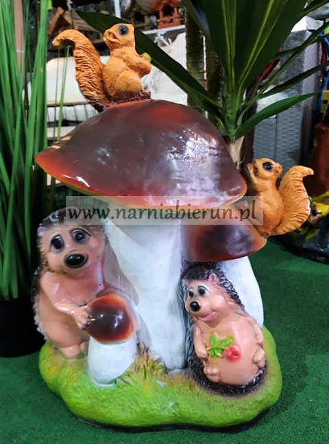 Figurka z żywicy Jeżyki Grzybek Wiewiórki 55cm Figurka z żywicy Jeżyki Grzybek Wiewiórki 55cm