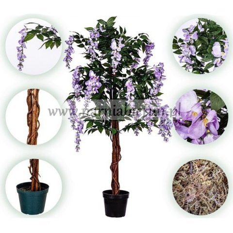 SZTUCZNE DRZEWO GLICYNIA FIOLETOWA 120 CM KWIAT