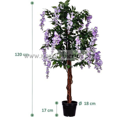SZTUCZNE DRZEWO GLICYNIA FIOLETOWA 120 CM KWIAT