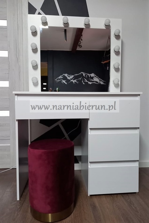 Toaletka do wizażu biała lustro z oświetleniem 4 szuflady