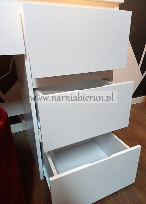 Toaletka do wizażu biała lustro z oświetleniem 4 szuflady