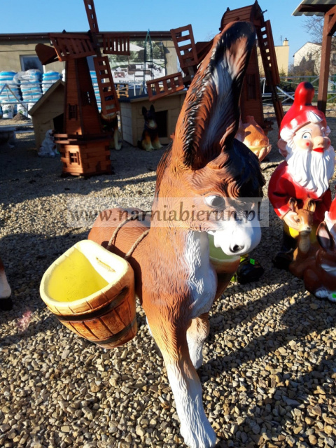 Figurka z żywicy OSIOŁ Z JUKAMI osiołek donica 79 cm Figurka z żywicy OSIOŁ Z JUKAMI osiołek donica 79 cm