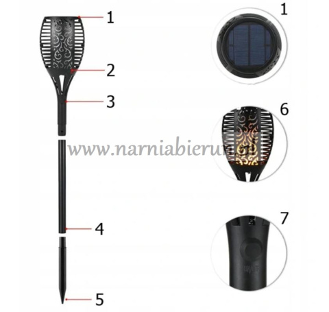 Pochodnia LED Lampa solarna 78cm 96 LED Pochodnia LED Lampa solarna 78cm 96 LED