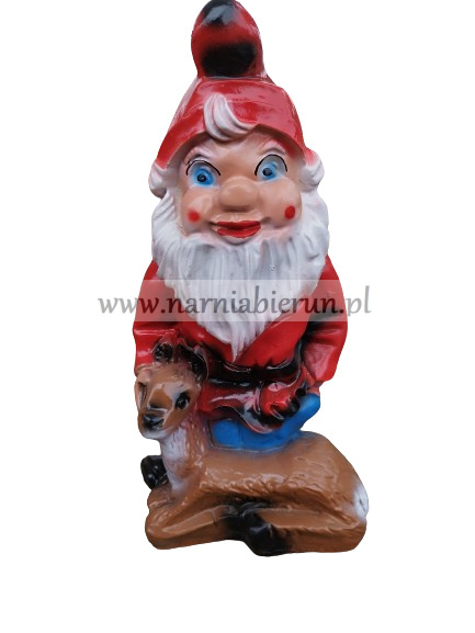 Figurka z żywicy Krasnal Skrzat z sarną 35 cm Figurka z żywicy Krasnal Skrzat z sarną 35 cm