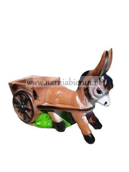 Figurka z żywicy OSIOŁ Osiołek z wozem donica 43 cm Figurka z żywicy OSIOŁ Osiołek z wozem donica 43 cm