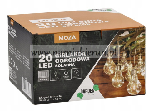 Żarówki Girlanda świecąca solarna 20 LED ciepły biały Żarówki Girlanda świecąca solarna 20 LED ciepły biały
