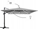 Parasol ogrodowy Roma z oświetleniem LED szary 300x300 cm + pokrowiec