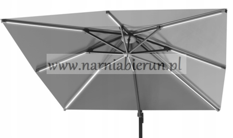 Parasol ogrodowy Roma z oświetleniem LED szary 300x300 cm + pokrowiec Parasol ogrodowy Roma z oświetleniem LED szary 300x300 cm + pokrowiec
