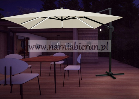Parasol ogrodowy Roma z oświetleniem LED szary 300x300 cm + pokrowiec Parasol ogrodowy Roma z oświetleniem LED szary 300x300 cm + pokrowiec