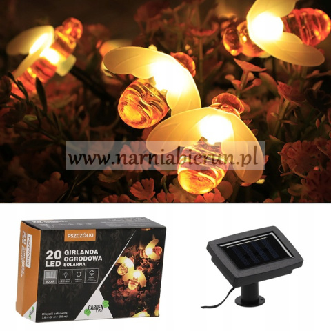 Girlanda świecąca PSZCZÓŁKI solarna 20 LED ciepły biały Girlanda świecąca PSZCZÓŁKI solarna 20 LED ciepły biały