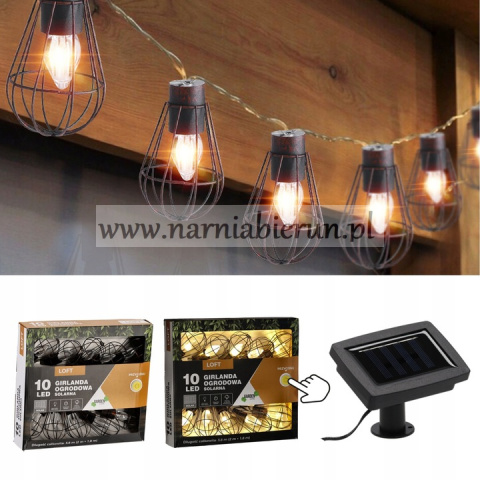 Żarówki Loft Girlanda świecąca solarna 10 LED ciepły biały Żarówki Loft Girlanda świecąca solarna 10 LED ciepły biały