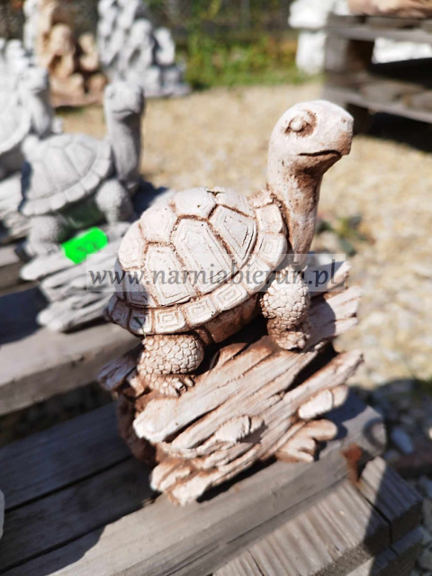Figurka betonowa ŻÓŁW na pniu 14 cm Figurka betonowa ŻÓŁW na pniu 14 cm