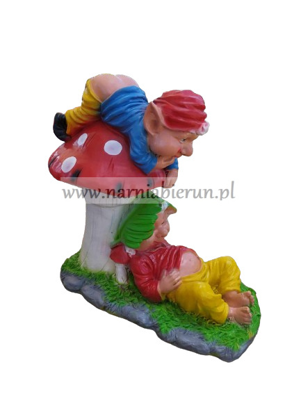 Figurka z żywicy Krasnal Skrzaty na grzybie pupka Krasnoludek 50 cm Figurka z żywicy Krasnal Skrzaty na grzybie pupka Krasnoludek 50 cm