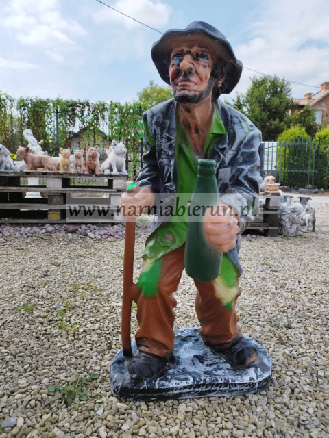 Figurka z żywicy Żebrak Pijak z butelką Stary Dziad 92 cm Figurka z żywicy Żebrak Pijak z butelką Stary Dziad 92 cm