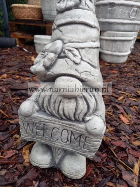Figurka betonowa Skrzat Krasnal WELCOME 42 cm Figurka betonowa Skrzat Krasnal WELCOME 42 cm