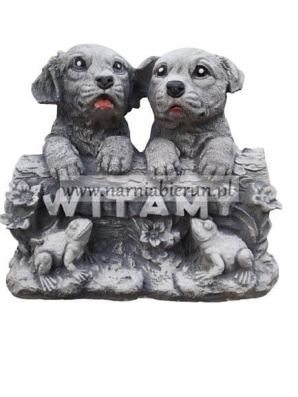 Figurka betonowa PIES PIESKI WITAMY ŻABA 26 cm