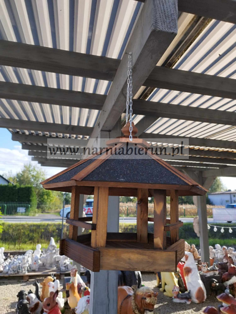 Karmnik dla ptaków wiszący do zawieszenia drewniany domek Karmnik dla ptaków wiszący do zawieszenia drewniany domek