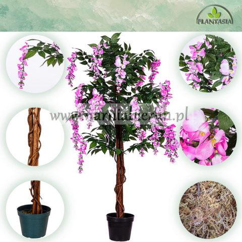 SZTUCZNE DRZEWO GLICYNIA RÓŻOWA 120 CM WISTERIA RÓŻ DRZEWKO KWIATY OZDOBNE SZTUCZNE DRZEWO GLICYNIA RÓŻOWA 120 CM WISTERIA RÓŻ DRZEWKO KWIATY OZDOBNE