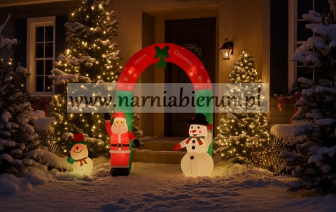 DMUCHANY ŁUK BRAMA BAŁWAN MIKOŁAJ LED 240 CM Z PODŚWIETLENIEM OZDOBA ŚWIĄTECZNA
