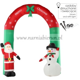 DMUCHANY ŁUK BRAMA BAŁWAN MIKOŁAJ LED 240 CM Z PODŚWIETLENIEM OZDOBA ŚWIĄTECZNA