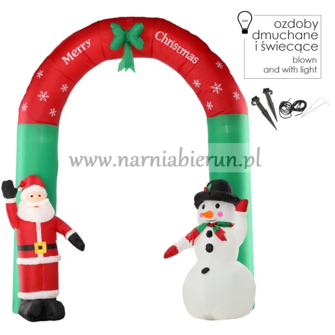 DMUCHANY ŁUK BRAMA BAŁWAN MIKOŁAJ LED 240 CM Z PODŚWIETLENIEM OZDOBA ŚWIĄTECZNA