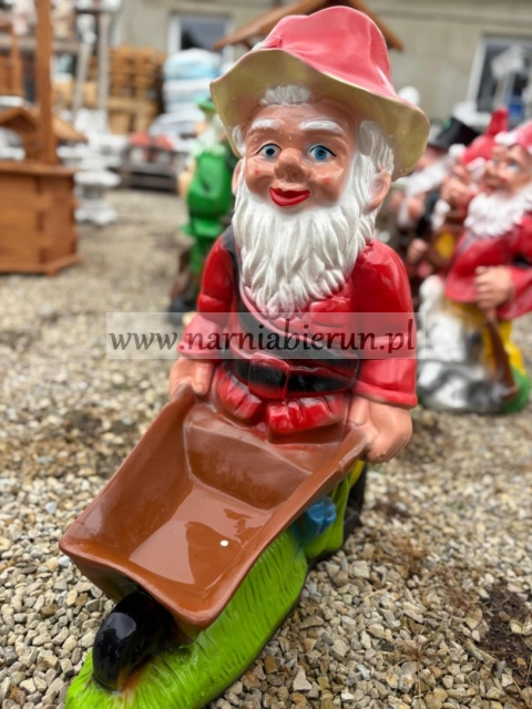Figura z Żywicy KRASNAL OGRODOWY Z TACZKĄ Figura z Żywicy KRASNAL OGRODOWY Z TACZKĄ