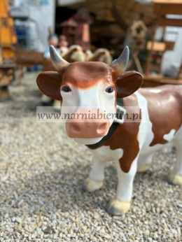 Figurka ogrodowa KROWA BRĄZOWO BIAŁA 82 cm