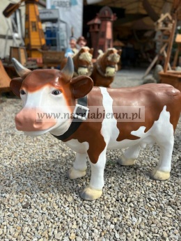 Figurka ogrodowa KROWA BRĄZOWO BIAŁA 82 cm