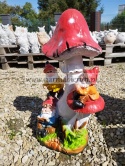 Figurka ogrodowa z żywicy Krasnale na grzybie Krasnal Skrzat 50 cm
