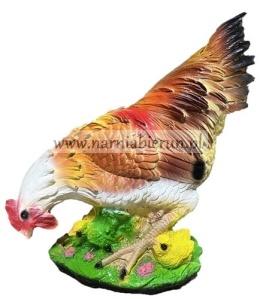 Figurka ogrodowa z żywicy KURA Z KURCZAKAMI 27 cm