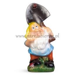 Figurka z ceramiki Krasnal ogrodnik z łopatą skrzat krasnoludek 43 cm