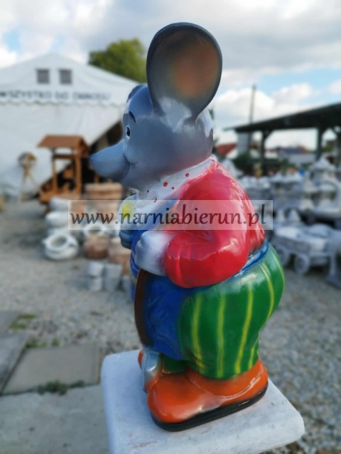 Figurka z ceramiki Mysz w spodniach Myszka z łopatą 40 cm Figurka z ceramiki Mysz w spodniach Myszka z łopatą 40 cm