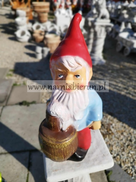 Figurka z ceramiki Krasnal skrzat krasnoludek z piwem piwosz 40 cm Figurka z ceramiki Krasnal skrzat krasnoludek z piwem piwosz 40 cm