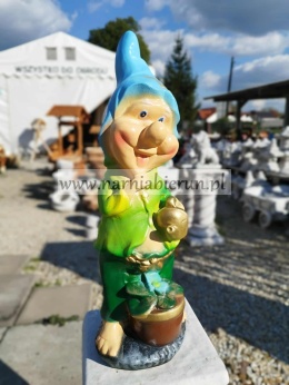 Figurka z ceramiki Krasnal skrzat krasnoludek Elf zielony 50 cm