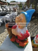 Figurka z ceramiki Krasnal skrzat krasnoludek z koszykiem donica doniczka 25 cm