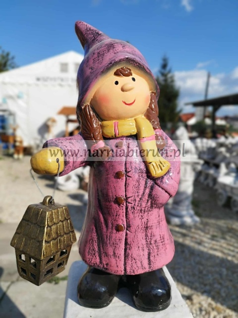 Figurka z ceramiki Dziewczynka zimą zimowa z lampką dziewczyna 50 cm