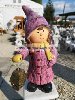 Figurka z ceramiki Dziewczynka zimą zimowa z lampką dziewczyna 50 cm