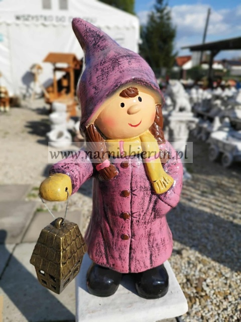 Figurka z ceramiki Dziewczynka zimą zimowa z lampką dziewczyna 50 cm Figurka z ceramiki Dziewczynka zimą zimowa z lampką dziewczyna 50 cm