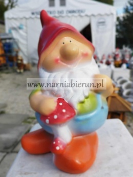 Figurka z ceramiki Krasnal skrzat krasnoludek grubasek 24 cm