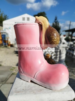 Figurka z ceramiki Kalosz ze ślimakiem ślimak but donica doniczka 22 cm