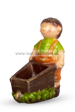 Figurka z ceramiki Chłopczyk z taczką doniczką Lolek
