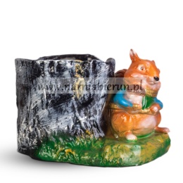 Figurka z ceramiki pień z wiewiórką