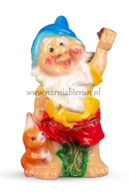 Figurka z ceramiki Krasnal z wiewiórką