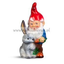 Figurka z ceramiki Krasnal skrzat krasnoludek z zajączkiem 40 cm