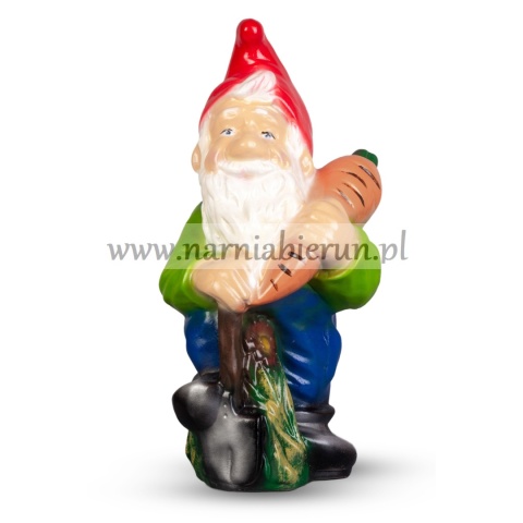 Figurka z ceramiki Skrzat z marchewką Krasnal krasnoludek 43 cm Figurka z ceramiki Skrzat z marchewką Krasnal krasnoludek 43 cm