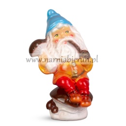Figurka z ceramiki Skrzat z fajką krasnal krasnoludek na grzybie 40 cm
