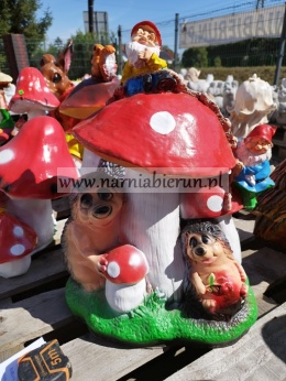 Figurka z żywicy Jeżyki Grzyb Muchomor Skrzaty Grzybek Krasnale 55cm