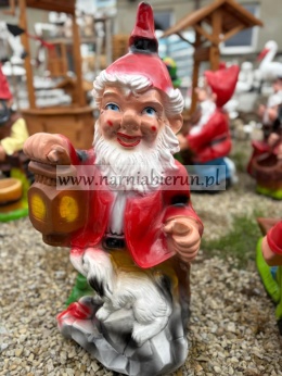 Figurka z żywicy Karsnoludek Krasnal z psem 80 cm