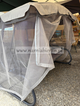 HUŚTAWKA OGRODOWA Z MOSKITIERĄ 220 x 130 x 175 CM SZARA Z FUNKCJĄ LEŻANKI