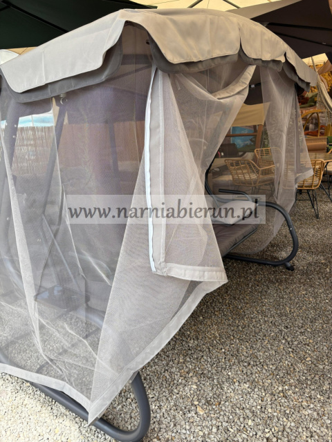 HUŚTAWKA OGRODOWA Z MOSKITIERĄ 220 x 130 x 175 CM SZARA Z FUNKCJĄ LEŻANKI HUŚTAWKA OGRODOWA Z MOSKITIERĄ 220 x 130 x 175 CM SZARA Z FUNKCJĄ LEŻANKI